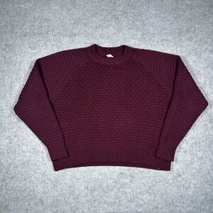 Lululemon Texture play crew Sweater Womens M/L Cassis Maroon Knit Cashmere blend